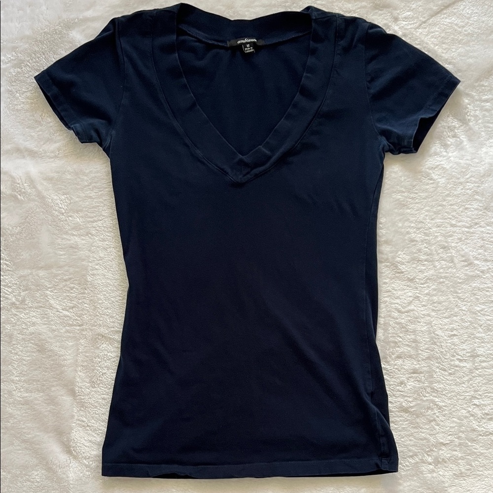 Fashion Nova Navy V-Neck Women's Tee, Size M